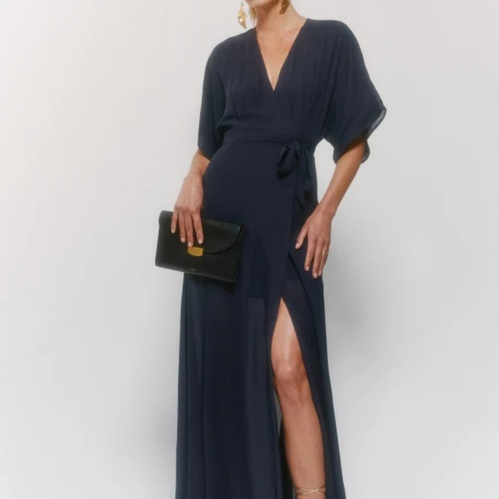 Reformation Dress Winslet, Navy, Size L